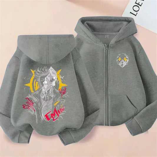 Anime Gachiakuta Enjin Dark Grey Zipper Hoodie