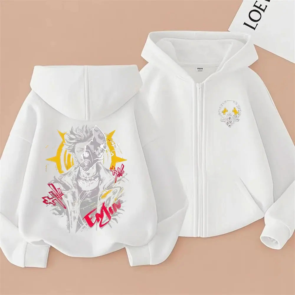 Anime Gachiakuta Enjin White Zipper Hoodie