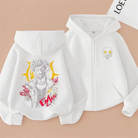 Anime Gachiakuta Enjin White Zipper Hoodie