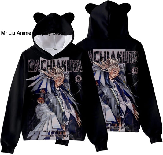 Gachiakuta Tamsy Caines Hoodie – Bear Ear (Black & White)