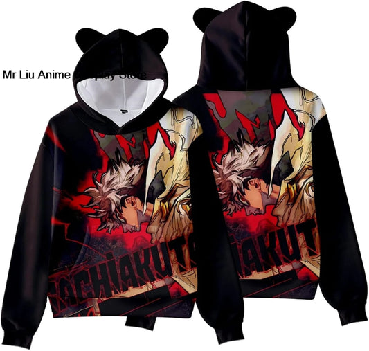 Gachiakuta Rudo Flame Hoodie – Bear Ear (Black & Red)