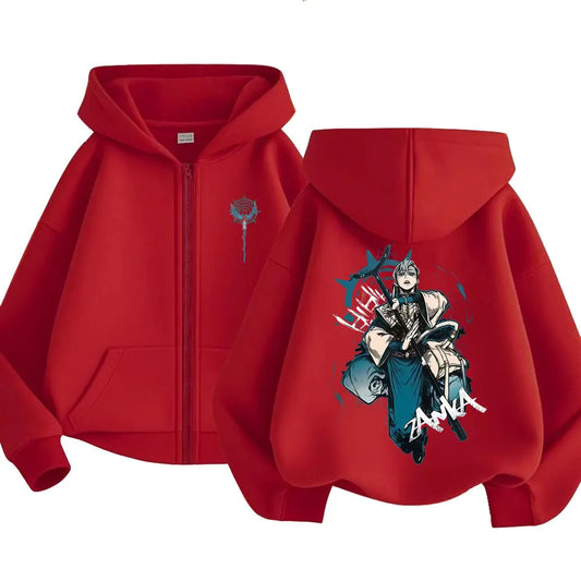 Anime Gachiakuta Zanka Nijiku Red Zipper Hoodie