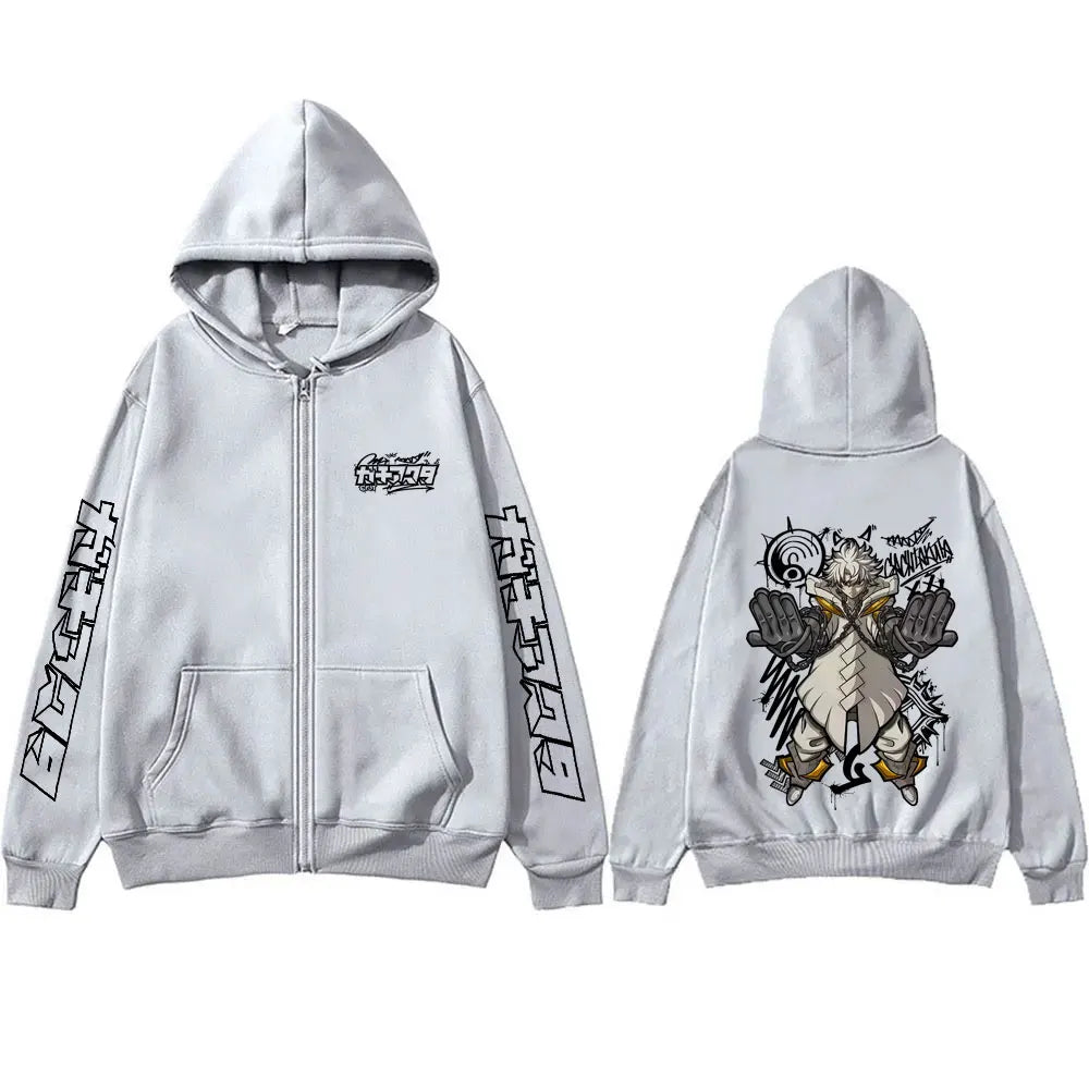 Gachiakuta Rudo Surebrec Giver Gray Zip-Up Hoodie