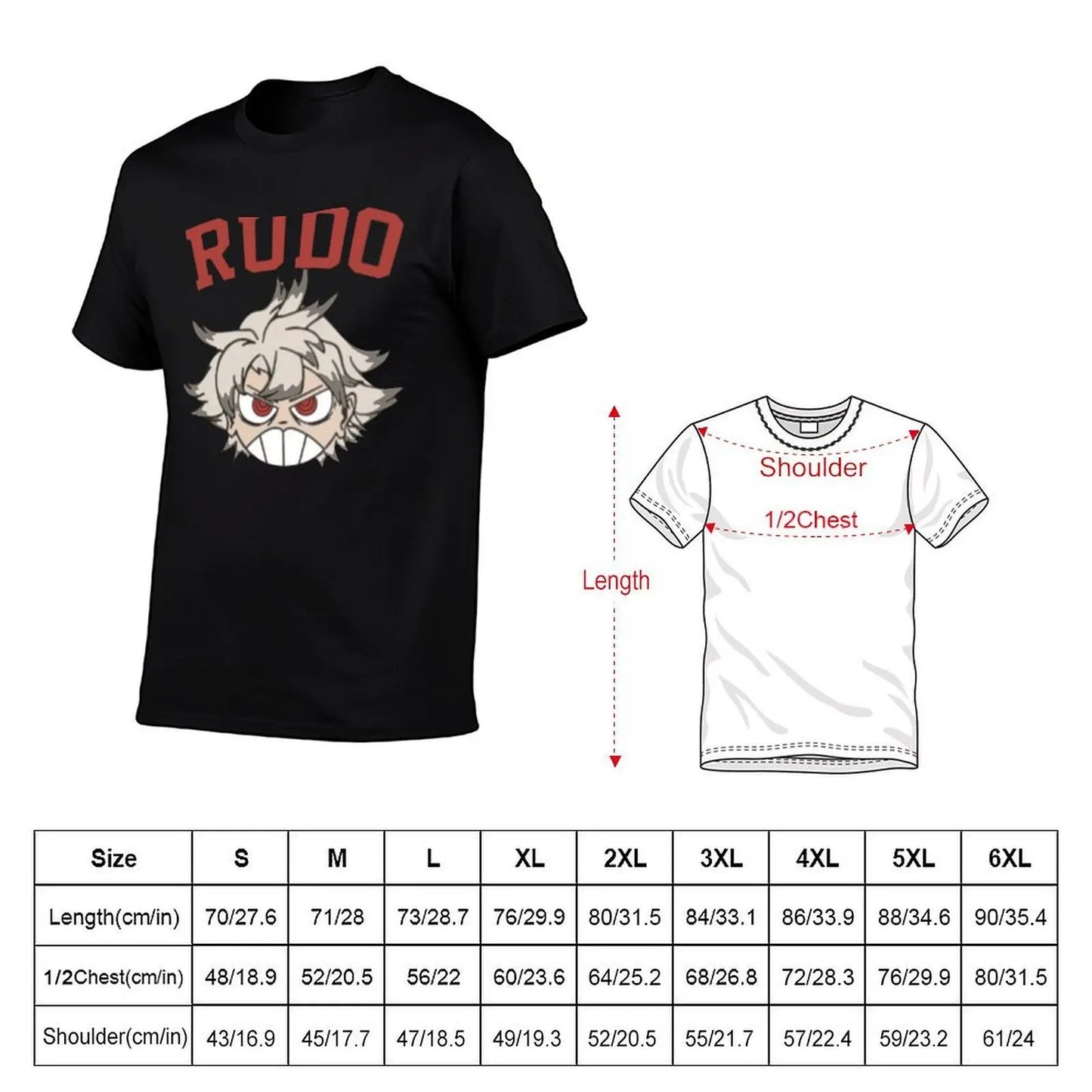 Black Anime Gachiakuta Rudo Chibi Face T-Shirt