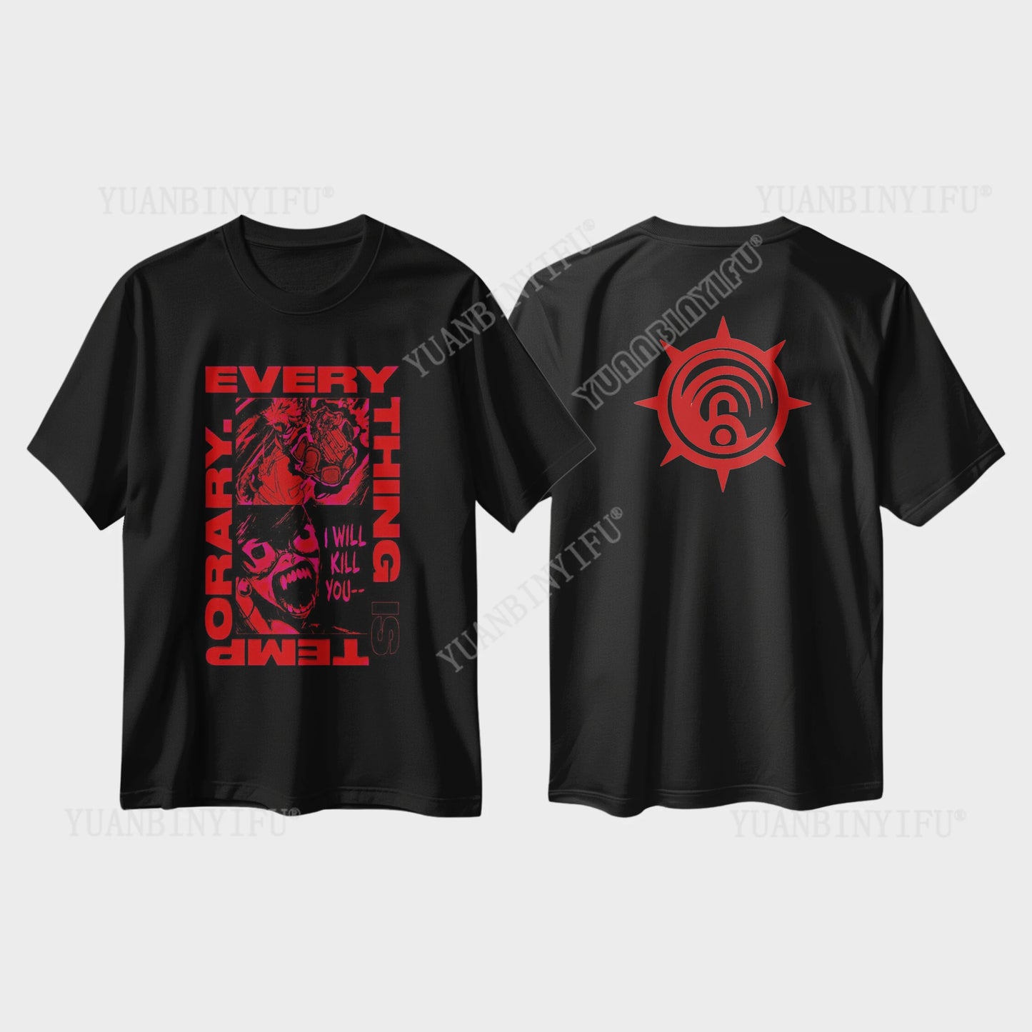 Anime Gachiakuta Black T-Shirt – Red Cleaners Symbol & Manga