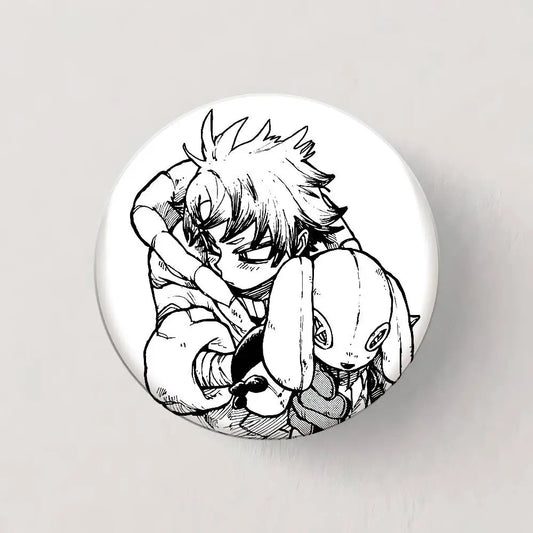 Gachiakuta Rudo Manga Button Pin – Classic Black & White