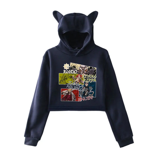 Gachiakuta “Squad Chronicles” Cropped Navy Blue Hoodie