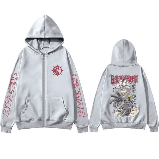 Anime Gachiakuta Rudo Graphic Gray Zipper Hoodie